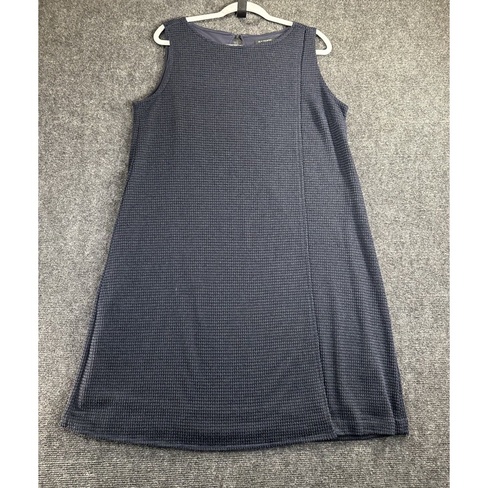 H by Halston Sleeveless Waffle-Weave Shift Dress Navy Blue - Size 14